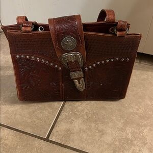 American West Brown Leather Shoulder Bag
